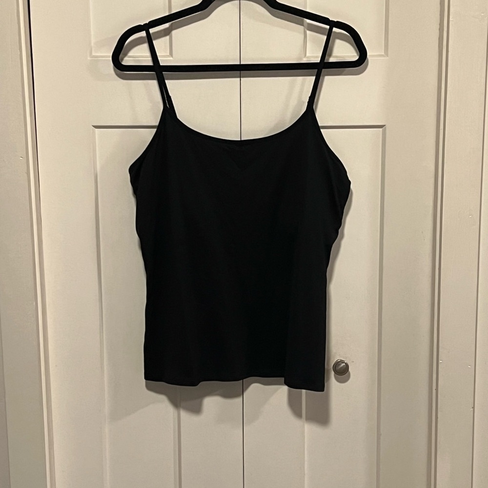 WHBM Black Camisole Top Built in Bra Sz XL EUC